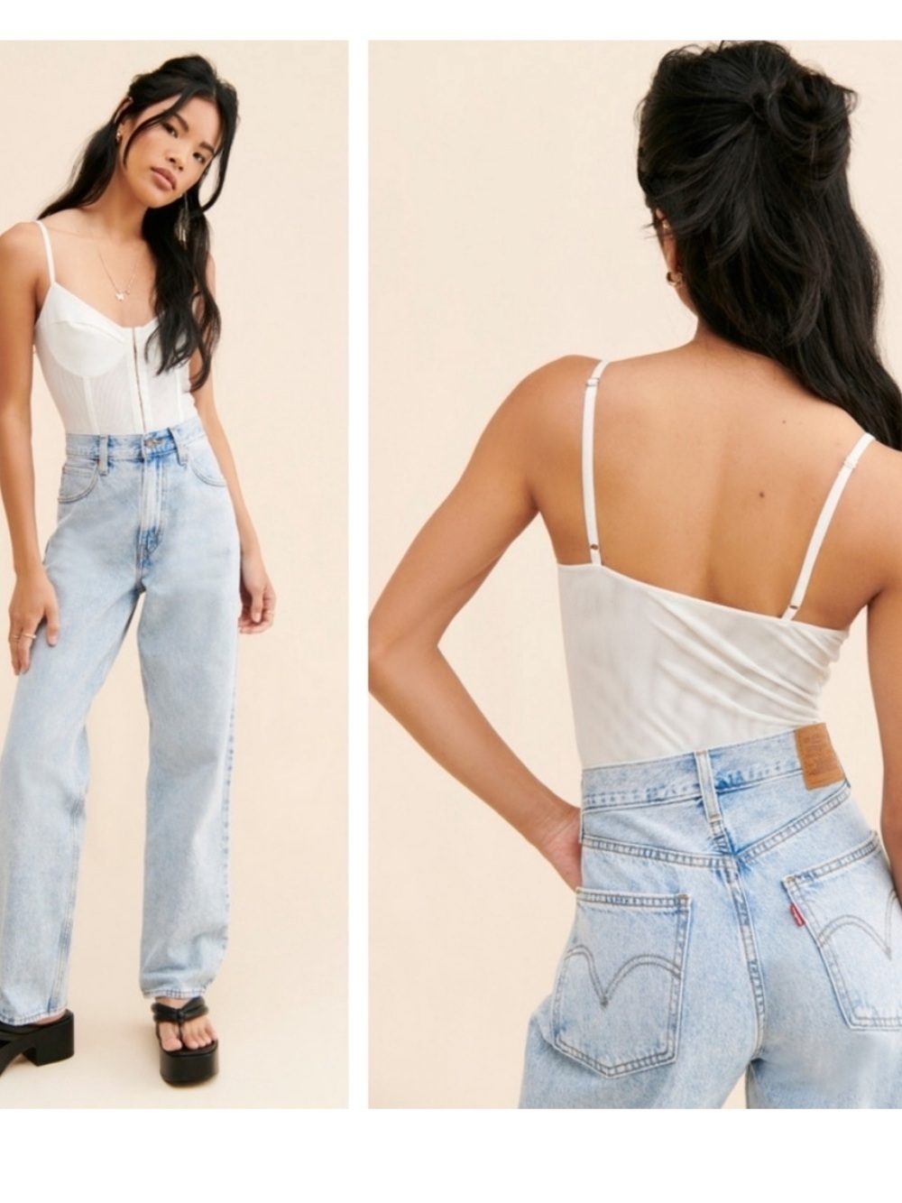 FREE PEOPLE Night Rhythm Corset Bodysuit in Ivory